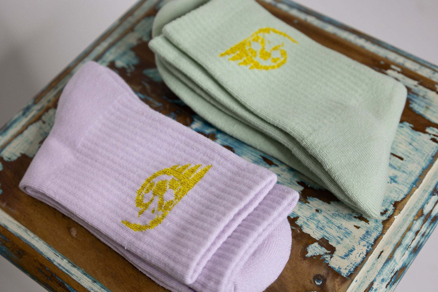 Purple and Green Quarter Crew Socks
