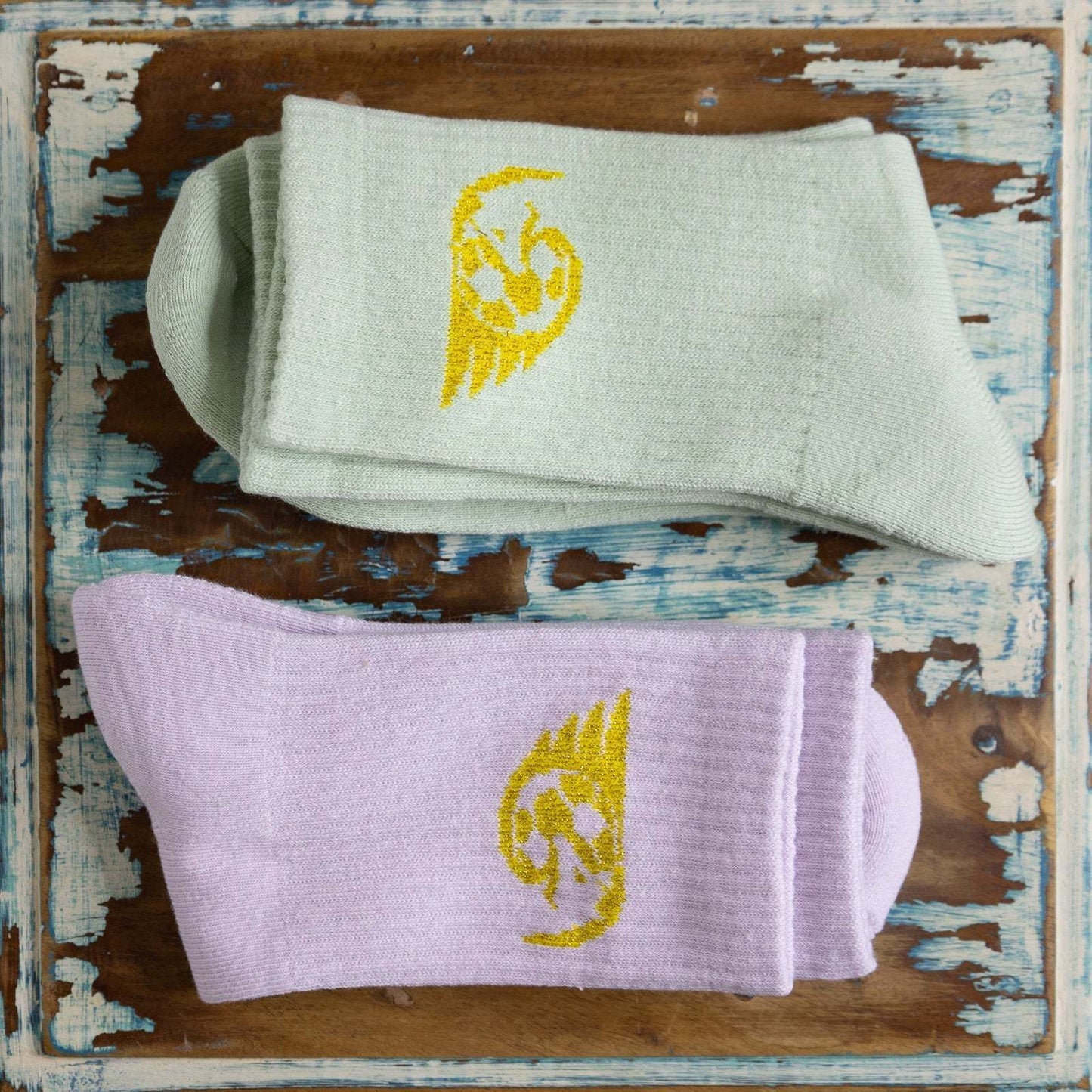 Green and Purple Quarter Crew Socks