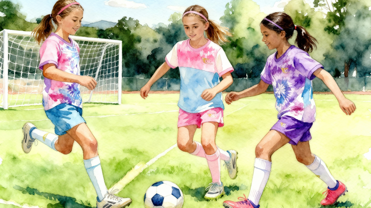 Girls playing soccer