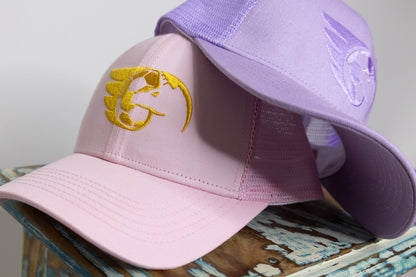 Pink Girls Trucker Gold Embroidery Logo