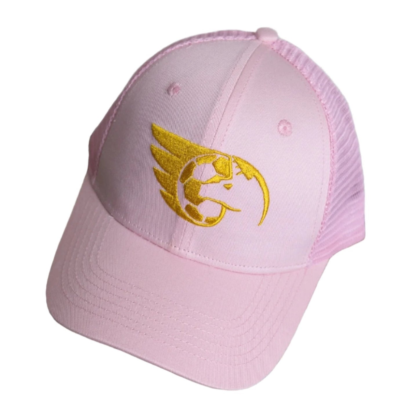 Pink Girls Trucker Gold Embroidery Logo