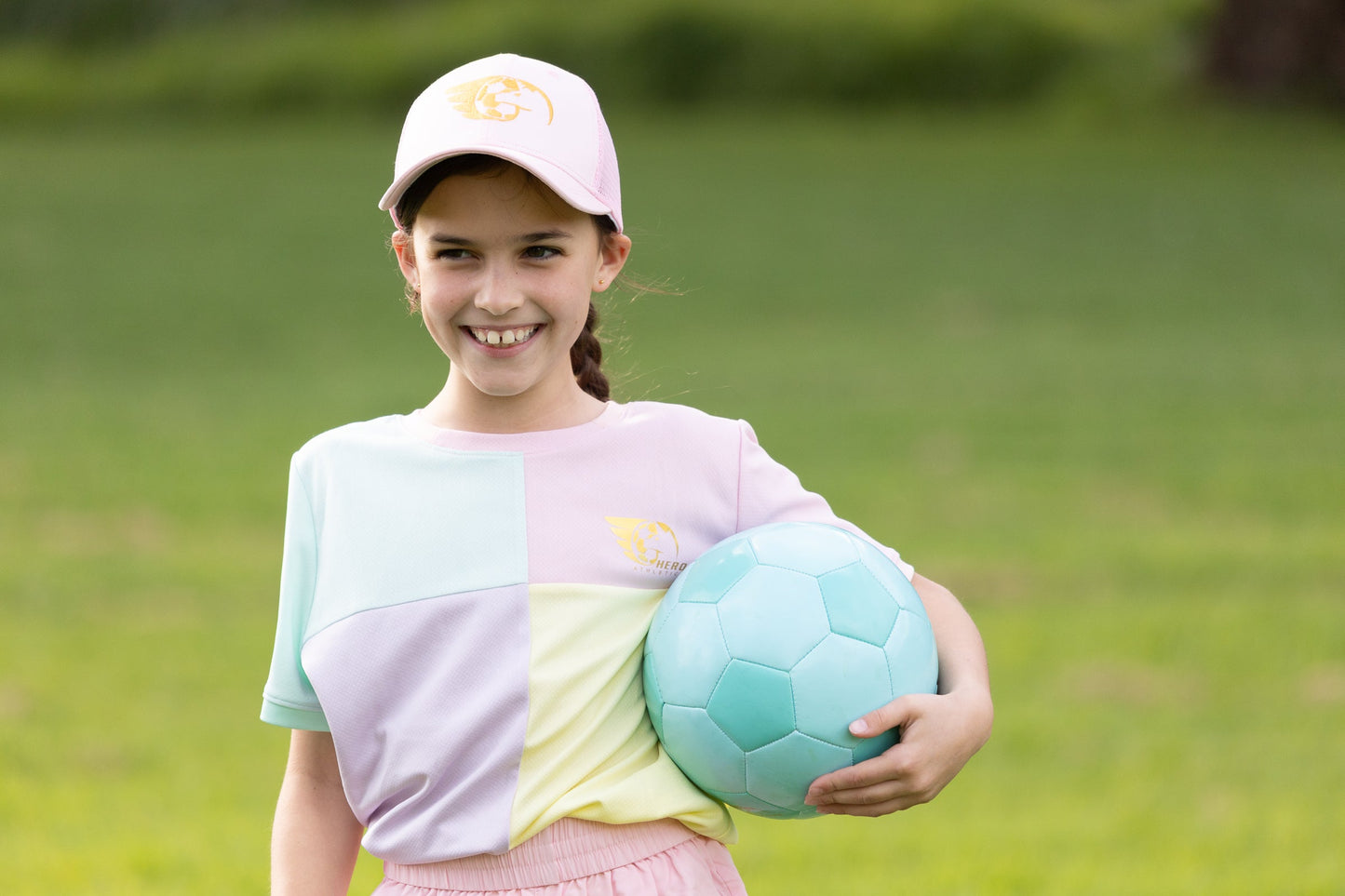 Pink Girls Trucker Gold Embroidery Logo